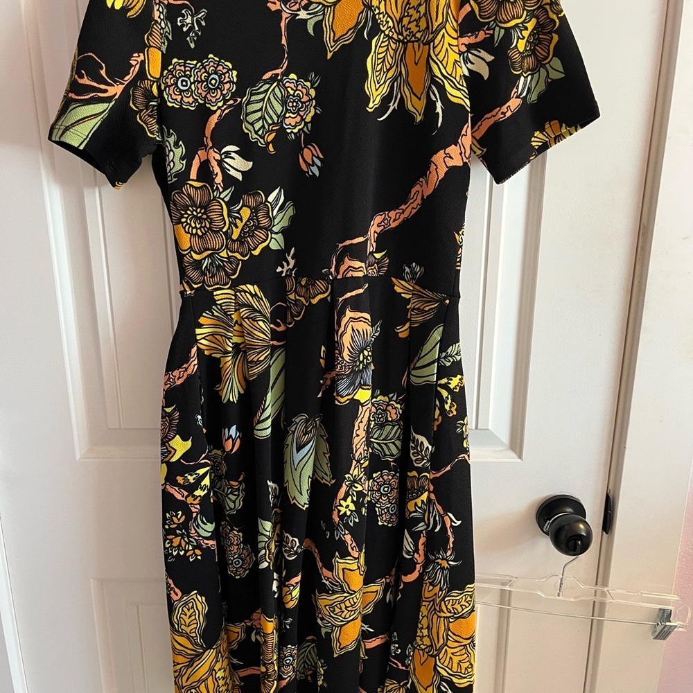 LuLaRoe Yellow and Gold A-Line Midi Dress
